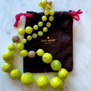 Kate Spade New York ♠️ Gold Graduated Bead & Pavé Crystal Statement Necklace 31”